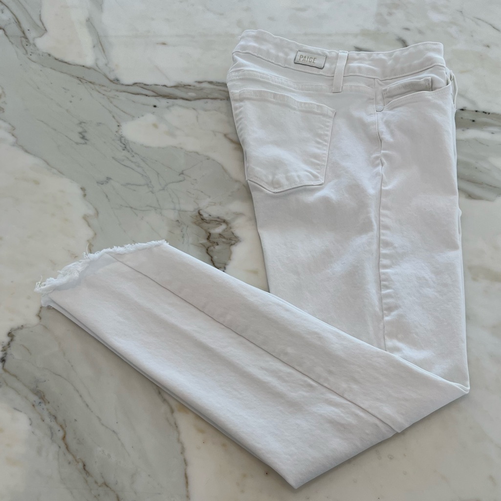 Paige White Verdugo Crop Ankle Fray Jeans Size 28
